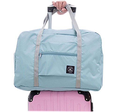 GZMM Foldable Travel Duffel Bag Luggage Sports Gym Water Resistant Oxford ( Light blue)