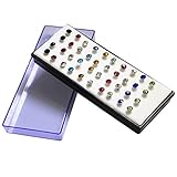 Set of 40 (20 Pairs) Rhinestone Crystal 5mm Stud Earrings Gems Multi Colours by Kurtzy