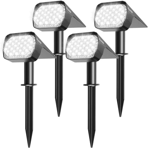 Quntis Solar Spot Lights Outdoor Garden, IP65 Waterproof Solar Landscape Spotlights 2-in-1 Adjustable Solar Garden Wall Lights Cool White for Yard Pathway Pool Porch Walkway Lawn Decoration-4 Pack