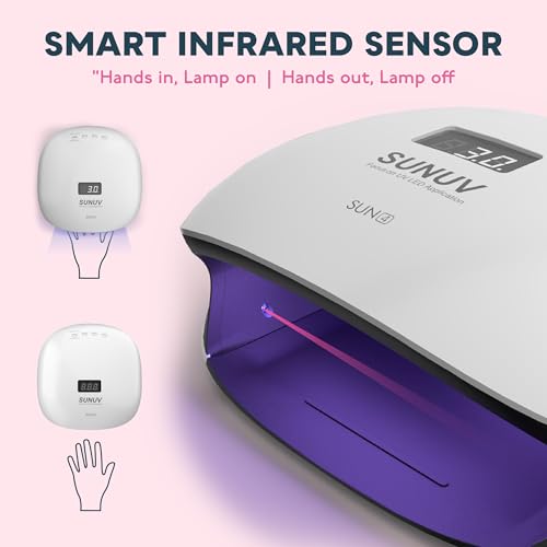 SUNUV SUN4 UV LED Nail Dryer Lamp for Shellac Manicure Gel with 4 Timer, LCD Display, Sensor and Dual Speed Drying (Black)
