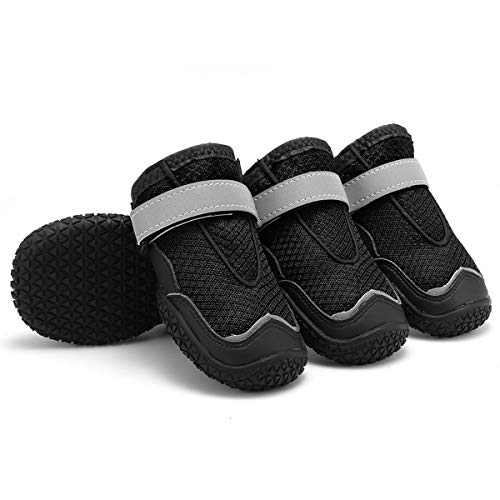 Dog Outdoor Shoes Breathable Running Shoes with Reflective Strap and Anti-Slip Sole for Pet Boots (6#)