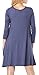 Zero City Womens Casual Pockets Plain Flowy Simple Swing T-Shirt Loose Dress, 05purple Gray, X-Large
