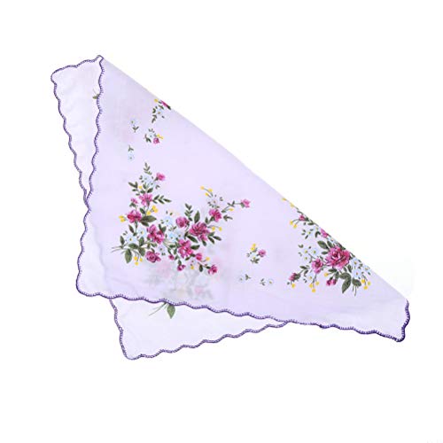 LuluVin Womens Floral Cotton Handkerchiefs 12 Pack (Pastels)