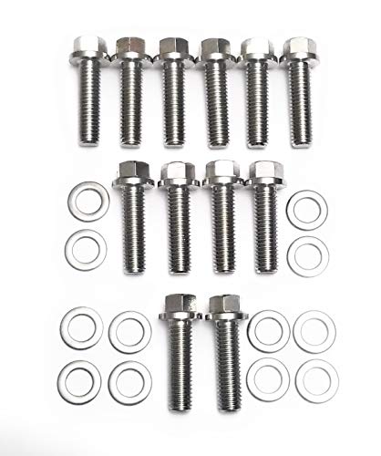 Everbuilt Exhaust Manifold/Header Bolts Fits Chevy GM LS1 LS6 LSx 12 Hardened Stainless Steel Bolts with 12 Washers - Thumbnail 3