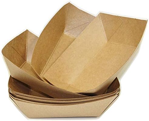 Brown Kraft Paper Food Trays Set of 50 Sturdy and Recyclable Great for Parties hot dog trays Takeout, Home Outdoor 2 lb Paperboard food trays(50, 4" x 6", 2 lb)