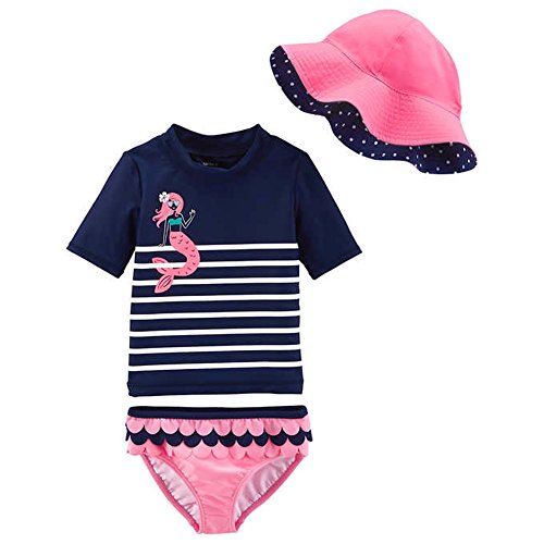 William Carter Co. Carter's Little Girls 3 Pc Swim Set Ruffle Bottom, Tankini Top, Reversible Hat (Navy Mermaid, 3T) William Carter Co. Carter's Little Girls 3 Pc Swim Set Ruffle Bottom, Tankini Top, Reversible Hat (Navy Mermaid, 3T)