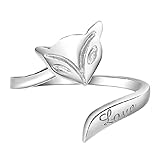 Creativelife Women Adjustable Ring Lovely 925 Sterling Silver Color Love Fox Ring