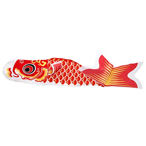 Shoresu Fish Flag, 70cm Koi Nobori Carp Wind Socks Koinobori Colorful Fish Flag Hanging Wall Decor - Red - Thumbnail 3
