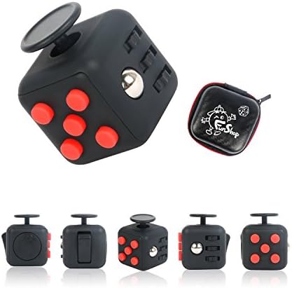 Fun Cube Relieves Stress And Anxiety Fidget Toy for Children and Adults (Black/Red)