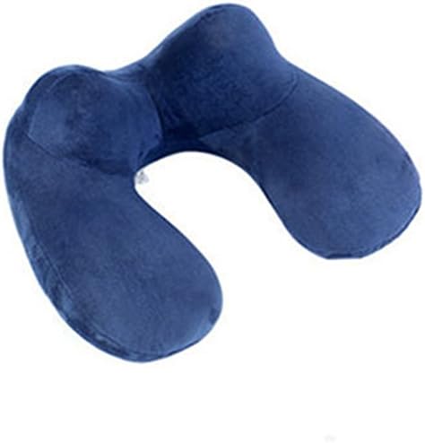 U-Shape Neck Travel Pillow Folding Neck Air Cushion Inflatable Travel Pillows Portable Comfortable Business Trip Outdoor Blue