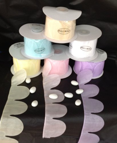 White Pull Bow Ribbon for Jordan Almond Candy Flower 10 Yards
