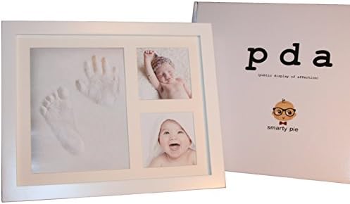 SMARTY PIE - Baby Hand Print and Footprint Picture Frame Kit - White Wood Frame To Hang On The Wall Or Set On A Table - Stylish Baby Shower, Child's First Birthday, or Christmas Gift - Non-Toxic Clay