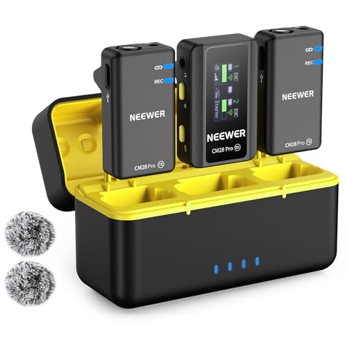 NEEWER CM28 PRO Drahtloses Lavalier Ansteckmikrofon System mit Ladecase