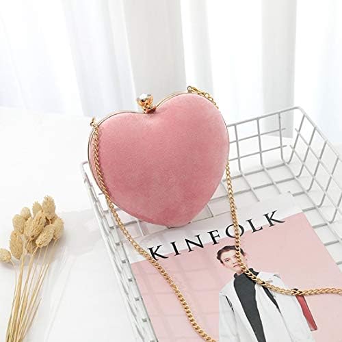 Ploekgda Heart-shaped Box Solid Color Clutches Evening Bags for Girls Mini Bags (Color : Pink, Size : S)