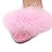 MMJULY Women's Open Toe Ankle Strap Fluffy Feather Stiletto High Heel Dress Sandal