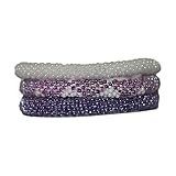 Nuptse Neon Purple and White Handmade Beaded Bracelets Set,Seed Beads,Nepal, BS514