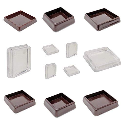 50x50mm Clear Furniture Cups, Pack of 4 Carpet Protectors for Square Furniture Legs - Made in Germany (See Second Image Before Ordering)
