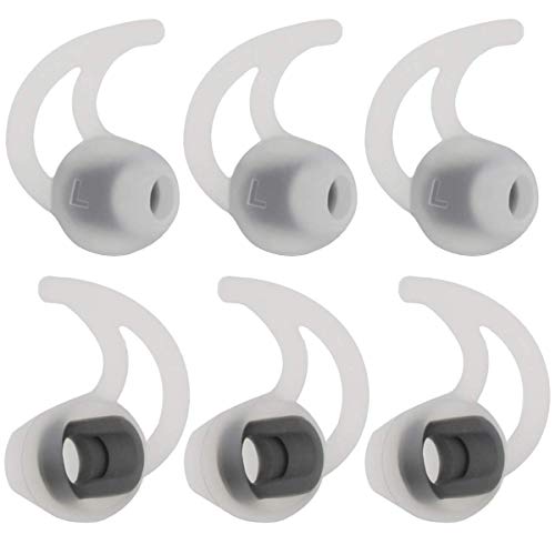 Premium Replacement Silicone Earbuds Ear Buds Tips S/M/L Eargel Isolation for Bose QuietControl 30 QC20 QC20i QC30 Soundsport SIE2 SIE2i IE2 IE3 Wireless Headphones Earphones - 3 Pairs, White