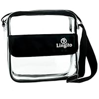 Lingito Clear Crossbody Messenger Bag | NFL Stadium Approved Transparent Tote Purse | 100% Water Resistant with Adjustable Strap | Perfect for Work, School, Sports Games & Concerts! (8.5 x 8.5 x 3in.)