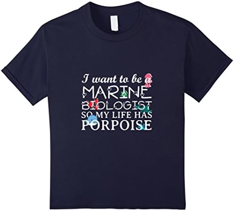 Kids Marine Biologist Shirt  My Life has a Porpoise 8 Navy