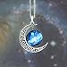 Jiayiqi Women's Charming Blue Star Crescent Moon Galactic Universe Cabochon Pendant Necklace