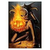 Qisuw DIY 5D Diamond Painting(Halloween Skull Fire)-Embroidery Rhinestone Painting Cross Stitch Needlework Home Wall Art Decor Stitchwork