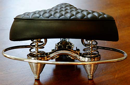 Velo SD Saddle - Black, Classic Style Seat with chrome rail handle bar for beach cruiser bikes, Twin-spring suspenion