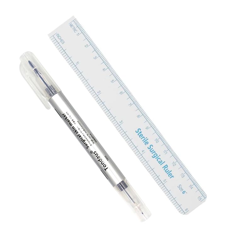 Tattoo Pen Permanent & Microblading Ruler, Skin Marker Pen for Eyebrows (Double Nib)