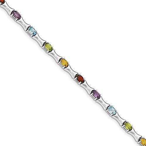 Sterling Silver & Multi Gemstone Bracelet,7.25