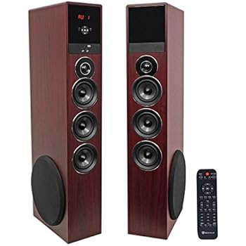 Rockville Tm150c Cherry Powered Home Theater Tower Speakers 10 Subblueoothusb