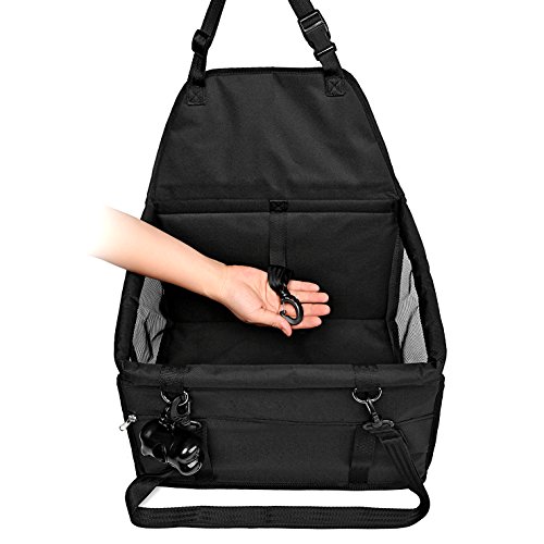 NO Collapse Dog Car Booster Seats Safety Seat Car Seat Cover with Dog Seat Belt Non Slip Carrier,waterproof, Breathable, Portable, Foldable for Small Pets Animals Cat Puppy BLACK - Thumbnail 3