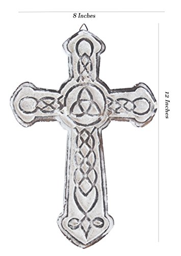 The StoreKing Wooden Decorative Wall Cross French Handmade Plaque Religious Altar Cross Home Living Room Home Decor (Design6)