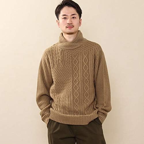 Amazon コーエン メンズ Coen ボリュームネックアランニット Beige Medium セーター 通販