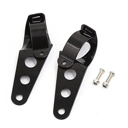 uxcell 2pcs Black Universal Motorcycle Headlight Brackets Fits 28mm-43mm Fork Tubes