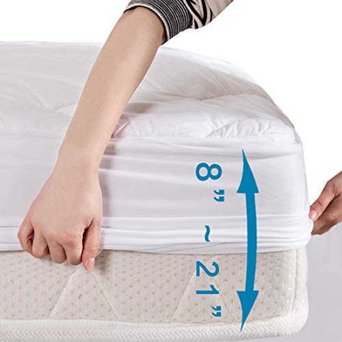 image for Charm heart Mattress Pad Queen Size - Overfilled Cotton Mattress Cover