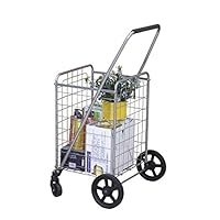 Wellmax WM99024S Grocery Utility Shopping Cart, Easily Collapsible and Portable to Save Space and Heavy Duty, Light Weight Trolley with Rolling Swivel Wheels