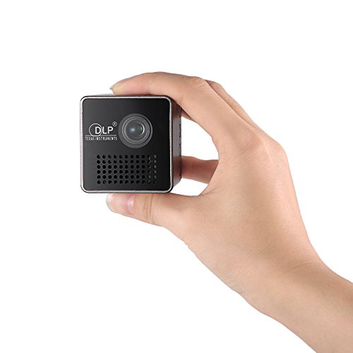 Docooler Cube DLP Projector Ultra mini 1080P HD Beamer Throw 70-inch Screen 64G TF Card Support 1000mAh Rechargeable 3.5mm Audio port for Home Outdoor Use