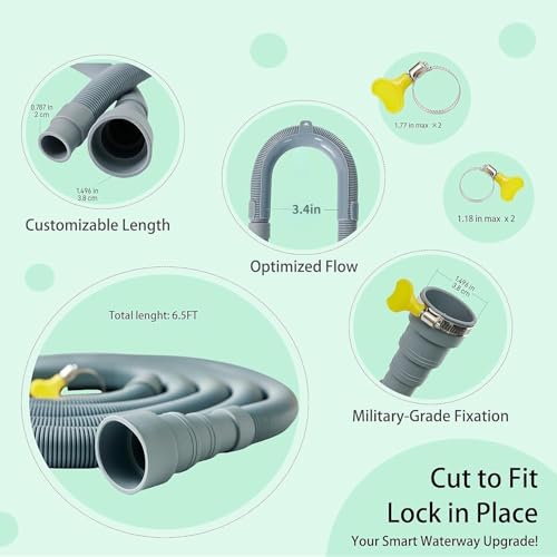 Marekineko-Universal Washing Machine Drain Hose Extension & Portable Washer Drain Hose,Dishwasher Drain photo 12