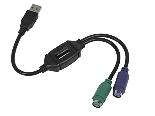 Monoprice PS/2 Keyboard/Mouse to USB Converter Adapter, Black (110934) (2 Pack)