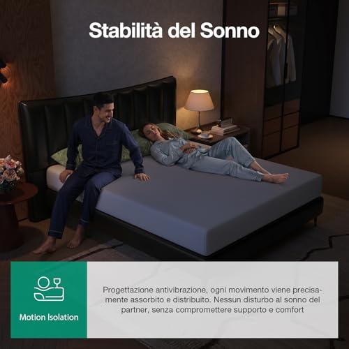 Novilla Mattress 90 x 200 cm, Single Mattress, Height 20 cm, Gel Memory Foam, Breathable Bamboo Fibre, Perfect Support, Skin Friendly, Medium Solid