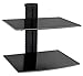 Mount-it! Floating Wall Shelf with 2 Tempered Glass Shelves for DVD Players/Cable Boxes/Xbox One/Playstation, Single Stud, Black (DVD-212) primary