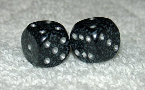 Mini Black With Silver Dots Speckled Dice Pair