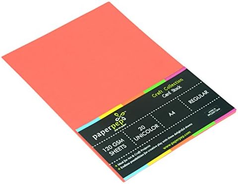 Paper Pep Craft Collection Card Stock, A4 Sheets, 120GSM - Pack of 40 Sheets (Red)