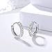 Hoop Earrings - 4 pairs Sterling Silver Plated Huggie Small Hoop Earrings set with Swarovski Crystal