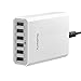 Lumsing 60W 5V 6-Port USB Desktop Charger Charging Intelligent Control Chipset Multi Travel Power for iphone, ipad, Samsung,Nexus, HTC, Sony and More (White)