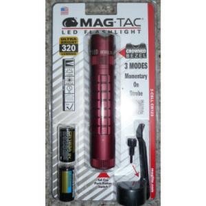 MagLite Mag-Tac LED 2-Cell CR123 Flashlight - Crowned-Bezel, Crimson Red
