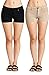 Emmalise Women's Summer Casual Stretchy Low Rise Booty Shorts, Black Khaki 2Pk, M