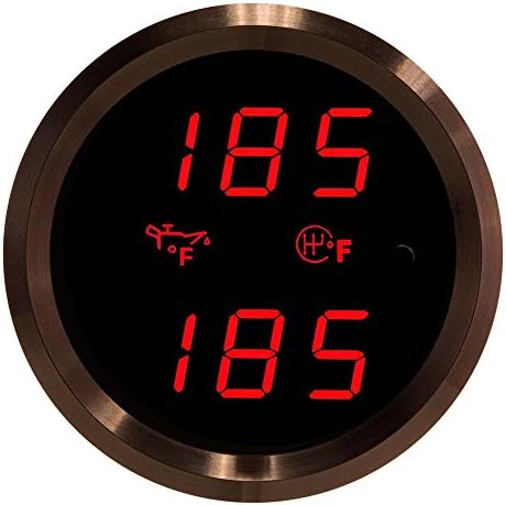 VEI Systems Dual-Display gauge: 320 deg-F oil temperature and 320 deg-F transmission temperature (red/black)