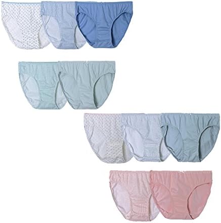 JAJU Women's 100% Cotton Gingham Check Panty For Sensitive Pack Of 10 (Medium)