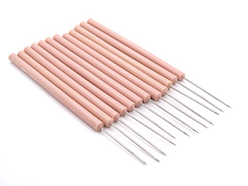 PACK OF 12 DISSECTING DISSECTION TEASING NEEDLE STRAIGHT WITH PLASTIC HANDLE ( HTI BRAND)